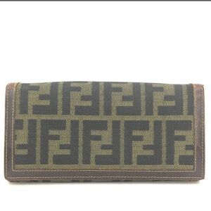 FENDI Zucca  Canvas Leather Bifold Long Wallet/1J2133